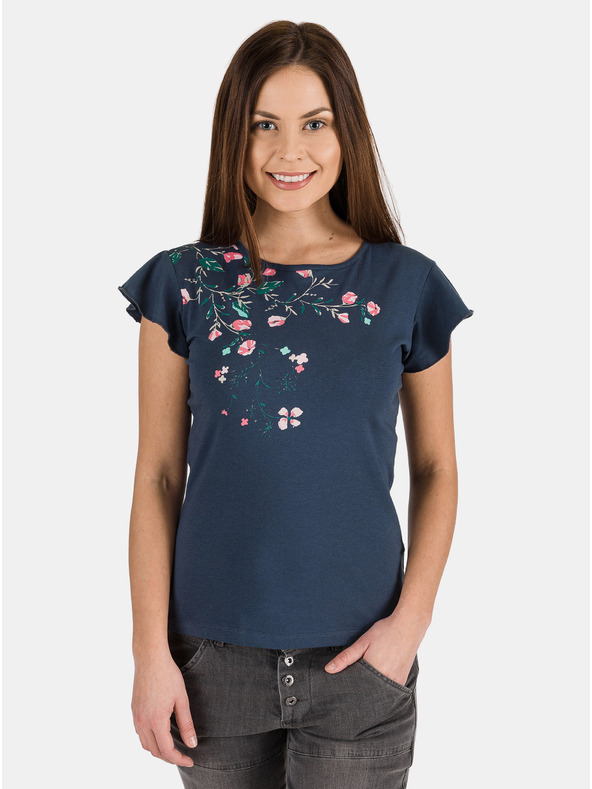 Sam 73 Dunkelblau Damen-T-Shirt mit Aufdruck SAM 73 Lepsa
