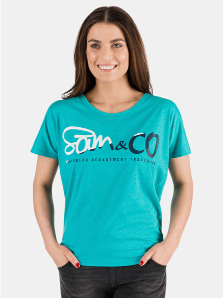 Sam 73 Türkises Damen-T-Shirt mit Aufdruck SAM 73