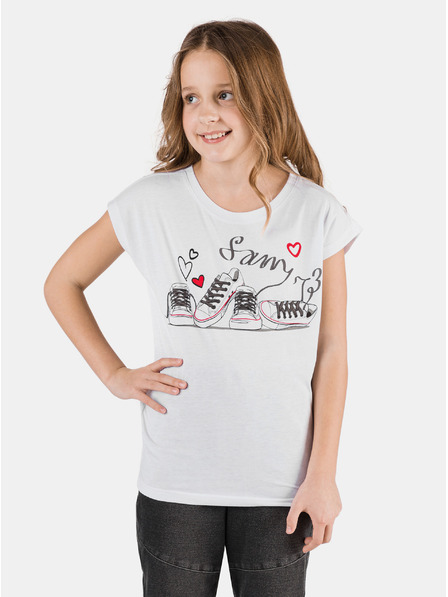 Sam 73 Weißes Mädchen-T-Shirt mit SAM 73-Aufdruck