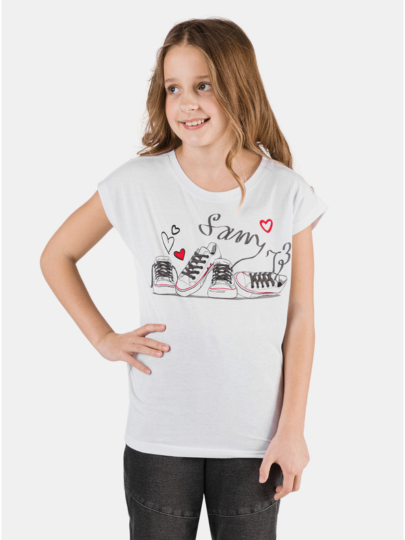 Sam 73 Weißes Mädchen-T-Shirt mit SAM 73-Aufdruck