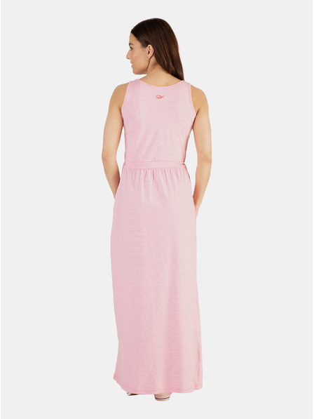 Sam 73 Rosa gestreifte Damen-Maxikleid mit Bindung SAM 73