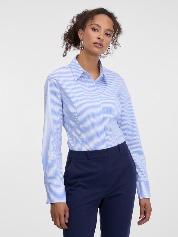 Orsay Hellblaue gestreifte Damenbluse ORSAY