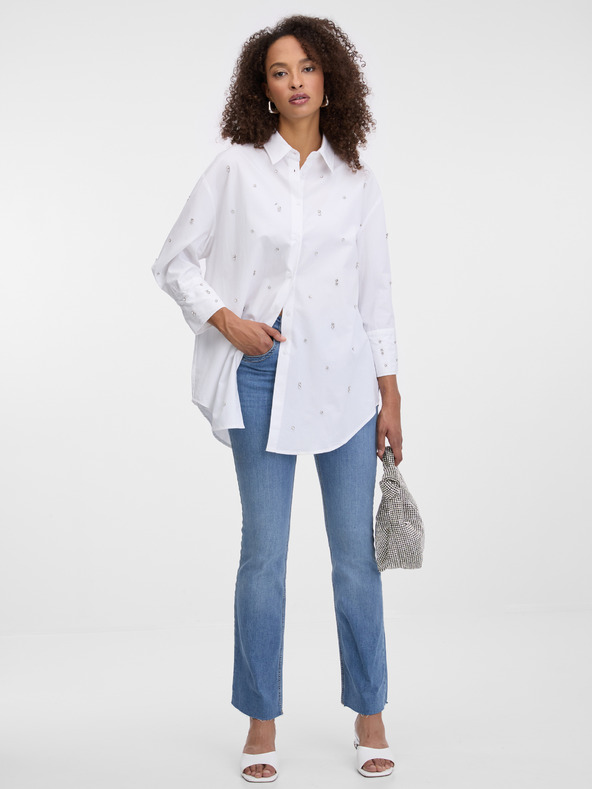 Orsay Weiße Damenbluse mit Strass ORSAY