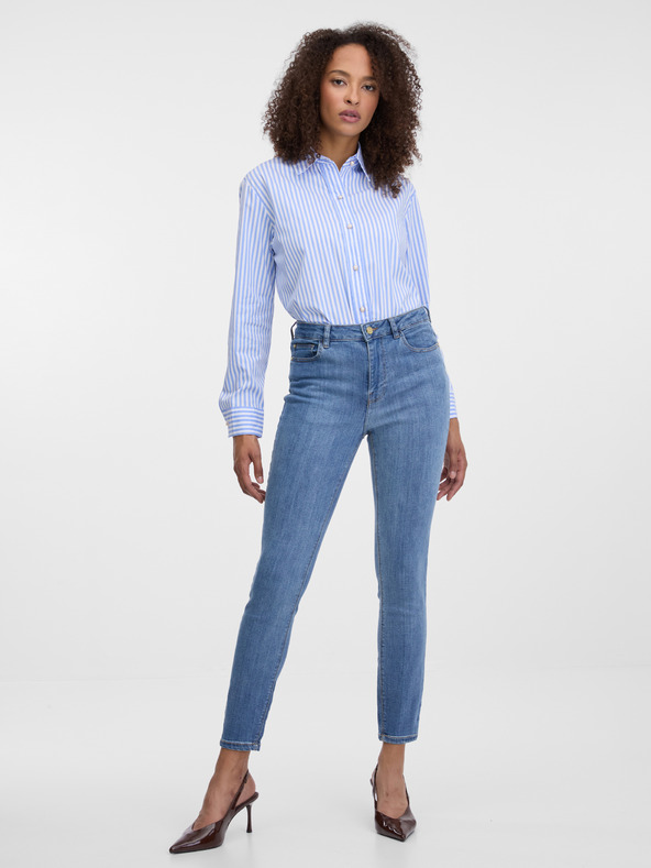 Orsay Hellblaue gestreifte Damenbluse ORSAY