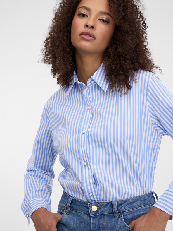 Orsay Hellblaue gestreifte Damenbluse ORSAY