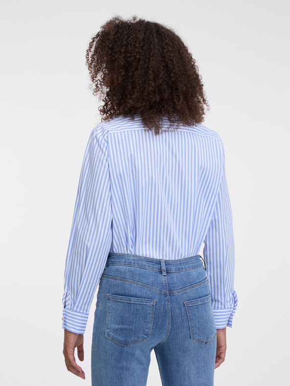 Orsay Hellblaue gestreifte Damenbluse ORSAY