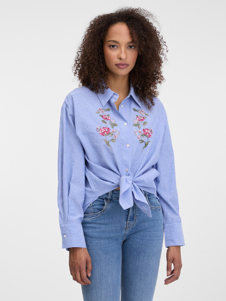 Orsay Hellblaue Damenbluse mit Stickerei ORSAY