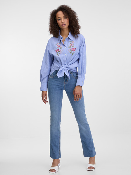 Orsay Hellblaue Damenbluse mit Stickerei ORSAY