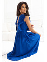 numoco Midikleid YANA mit plissierten Volants und Ausschnitt - kornblumenblau