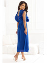 numoco Midikleid YANA mit plissierten Volants und Ausschnitt - kornblumenblau
