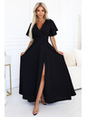 numoco Langes Kleid JENNIFER mit Schlitz - schwarz