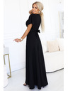 numoco Langes Kleid JENNIFER mit Schlitz - schwarz