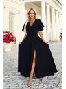 numoco Langes Kleid JENNIFER mit Schlitz - schwarz