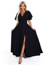 numoco Langes Kleid JENNIFER mit Schlitz - schwarz
