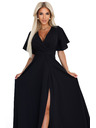 numoco Langes Kleid JENNIFER mit Schlitz - schwarz