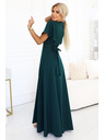 numoco Langes Kleid JENNIFER mit Schlitz - flaschengrün