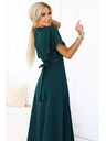 numoco Langes Kleid JENNIFER mit Schlitz - flaschengrün