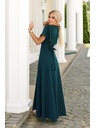 numoco Langes Kleid JENNIFER mit Schlitz - flaschengrün