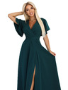 numoco Langes Kleid JENNIFER mit Schlitz - flaschengrün