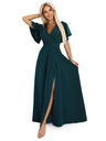 numoco Langes Kleid JENNIFER mit Schlitz - flaschengrün