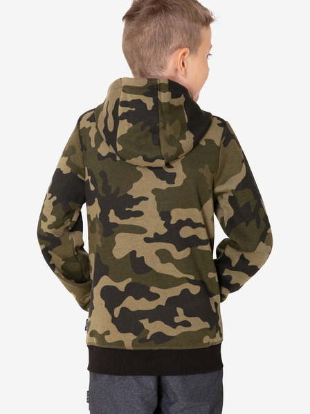 Sam 73 Dunkelgrüne Jungen-Tarnmuster-Sweatjacke SAM 73