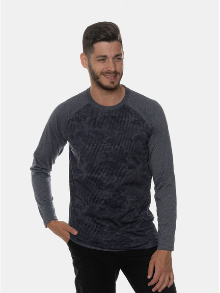 Sam 73 Dunkelblau gemustertes Herren-T-Shirt SAM 73
