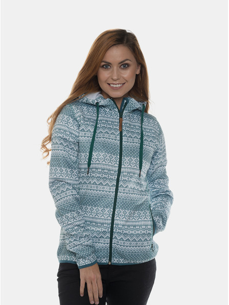 Sam 73 Weiß-grüne gemusterte Damen-Sweatjacke SAM 73 Minga