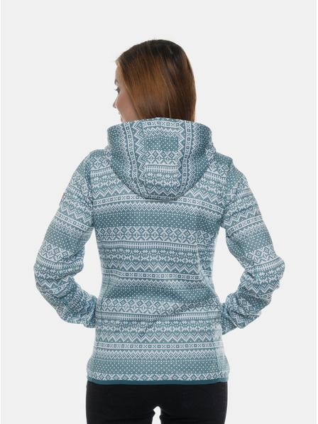 Sam 73 Weiß-grüne gemusterte Damen-Sweatjacke SAM 73 Minga