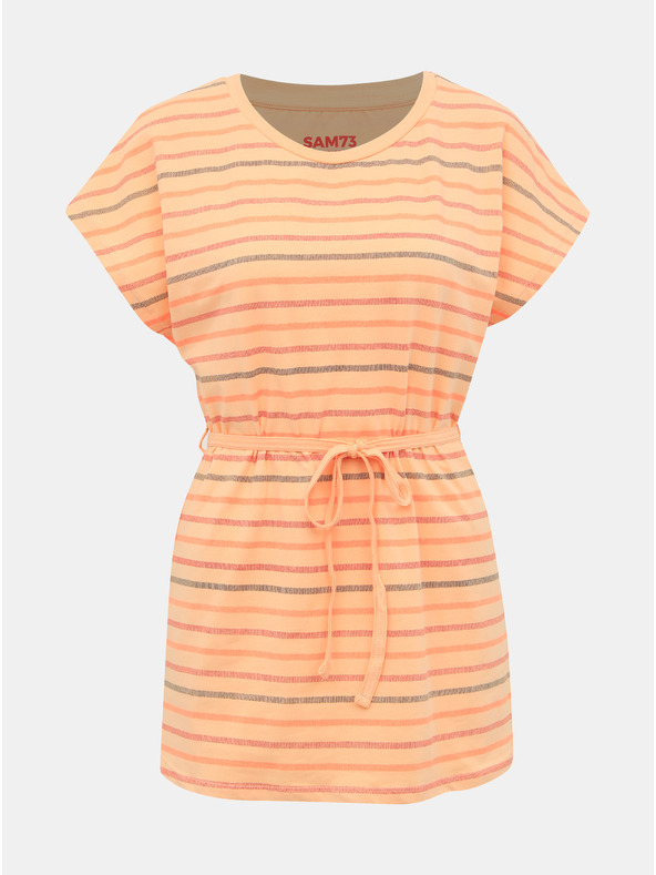 Sam 73 Orangefarbenes gestreiftes Damen T-Shirt SAM 73