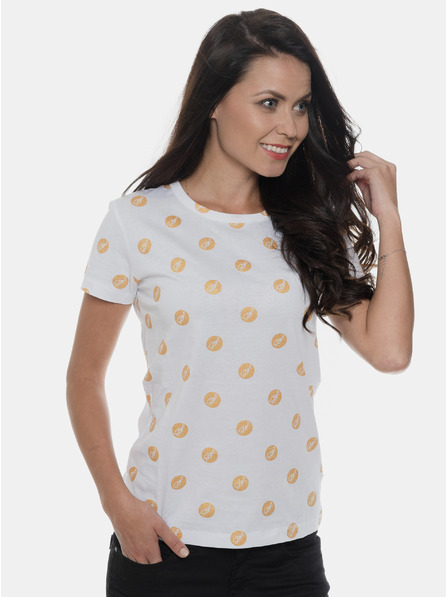 Sam 73 Weißes bedrucktes Damen-T-Shirt SAM 73