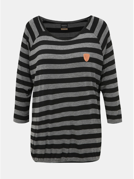 Sam 73 Schwarz-graues gestreiftes Damen-T-Shirt SAM 73
