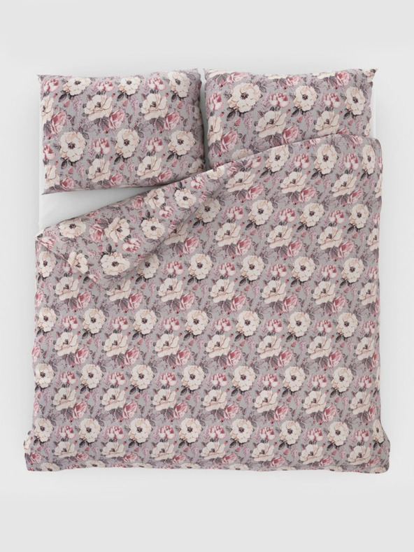 Kvalitex Französische Krepp-Bettwäsche 220x200, 70x90cm Ester grau Kvalitex