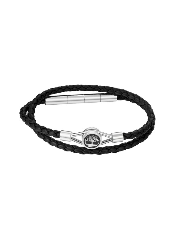 Timberland Herren schwarzes Leder Doppelarmband Timberland