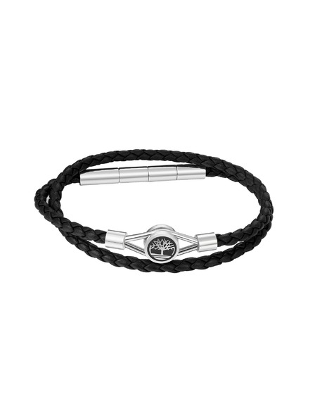 Timberland Herren schwarzes Leder Doppelarmband Timberland