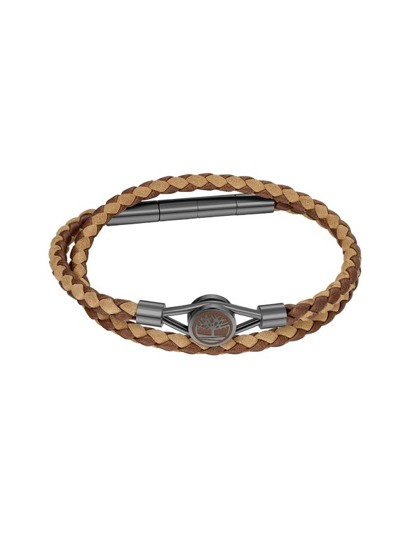 Timberland Herren braunes Leder Doppelarmband Timberland
