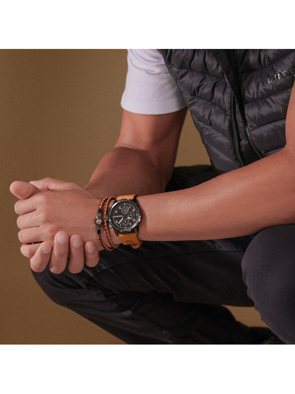 Timberland Herren braunes Leder Doppelarmband Timberland