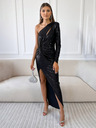 Edoti Glänzendes Maxi-Kleid GRACE - schwarz