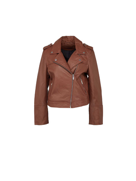 CAMAIEU Braune Damen-Kunstlederjacke