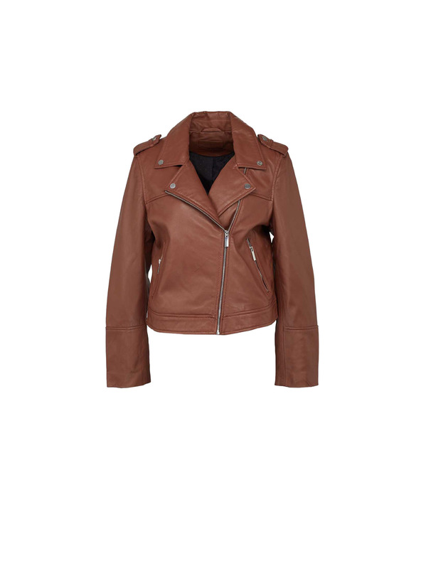 CAMAIEU Braune Damen-Kunstlederjacke