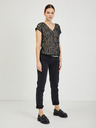 Orsay Beige-schwarzes Damen T-Shirt aus Spitze ORSAY
