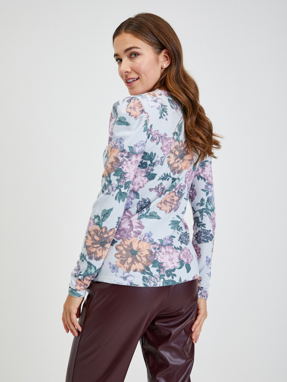 Orsay Hellgraues Damen T-Shirt mit Blumenmuster ORSAY