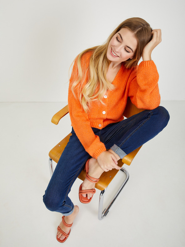 Orsay Orangefarbene Damen-Strickjacke ORSAY