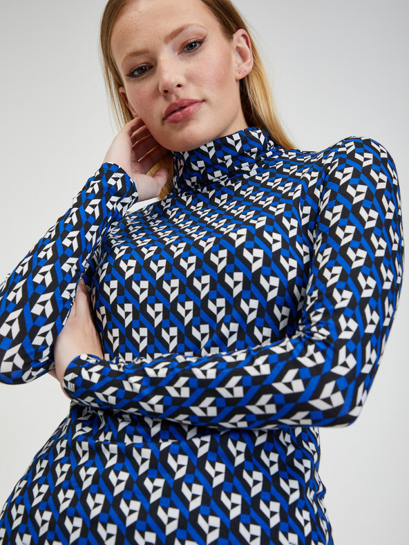 Orsay Blauer gemusterter Damen-Rollkragenpullover ORSAY