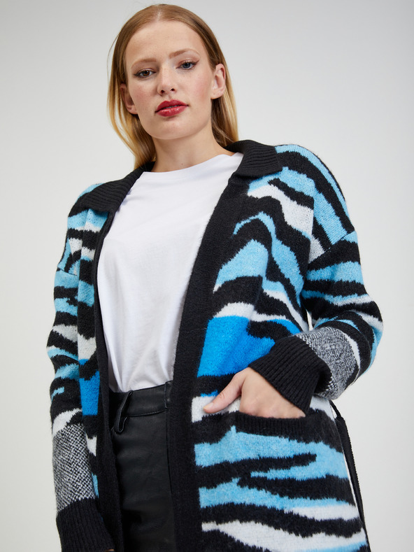 Orsay Blau-schwarz gemusterte Damen Strickjacke ORSAY