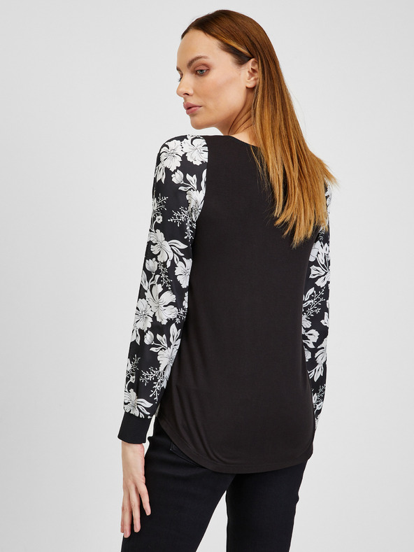 Orsay Weiße und schwarze Damenbluse mit Blumenmuster ORSAY