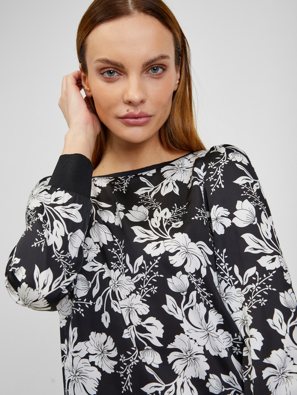 Orsay Weiße und schwarze Damenbluse mit Blumenmuster ORSAY