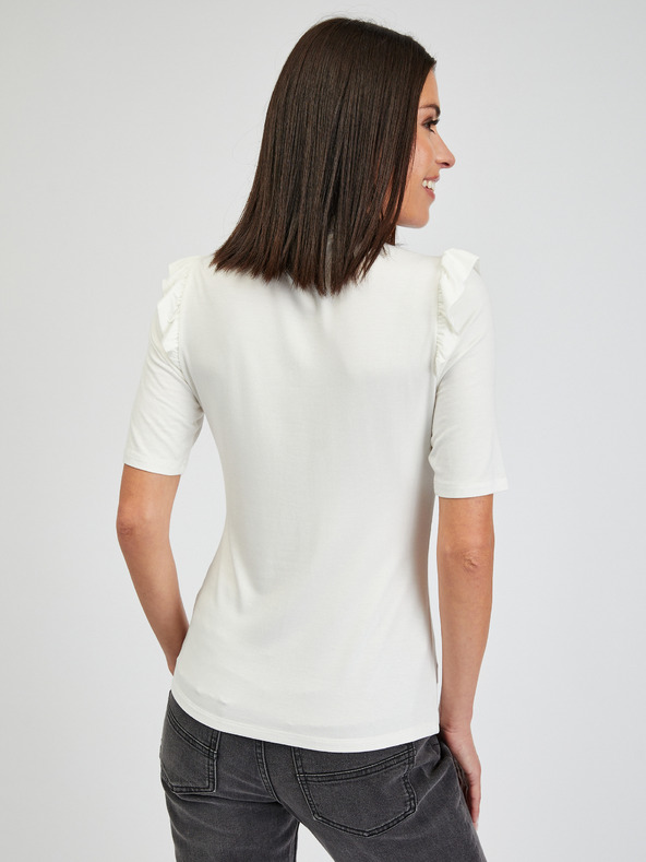 Orsay Weißes Damen-T-Shirt mit Spitze ORSAY