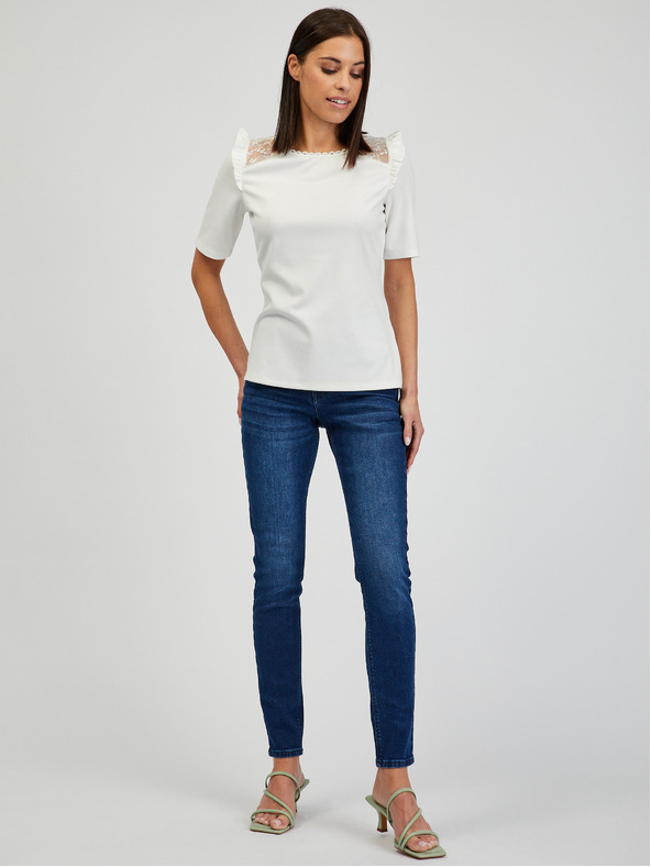 Orsay Weißes Damenshirt mit Rückenschlitz ORSAY