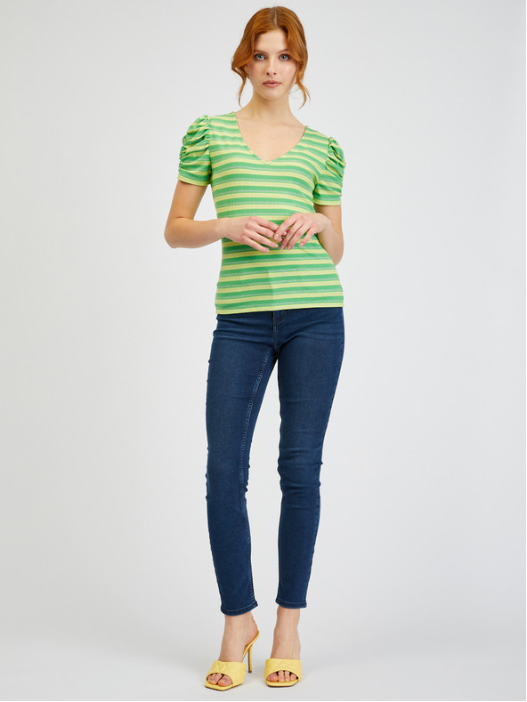 Orsay Gelb und grün gestreiftes Damen-T-Shirt ORSAY