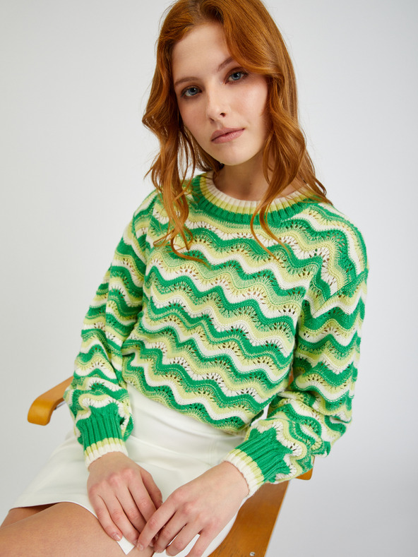 Orsay Gelb und grün gestreifter Damenpullover ORSAY